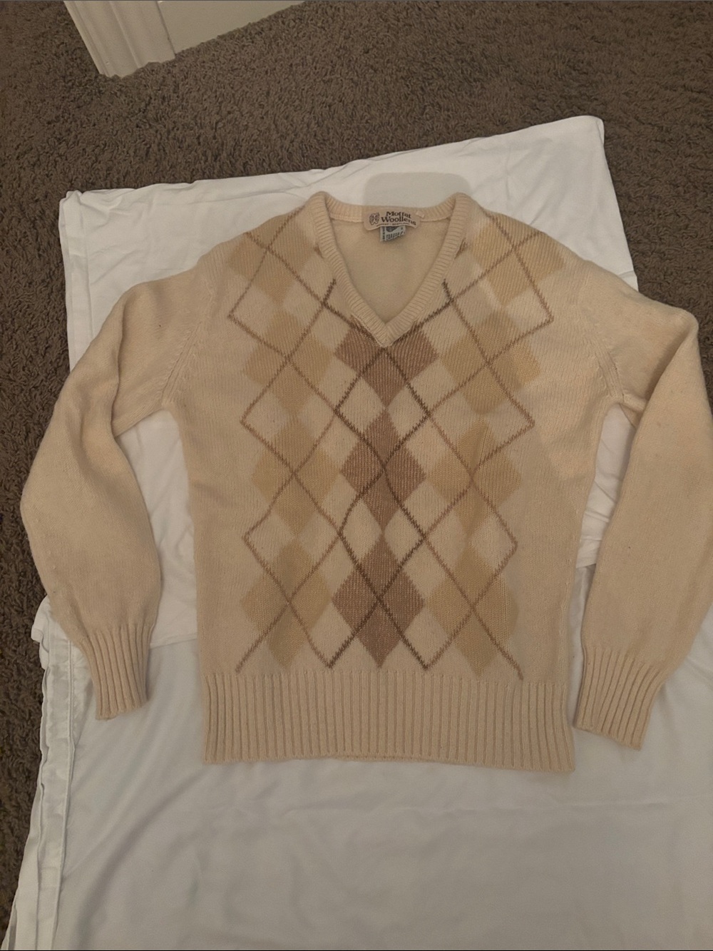 Wool argyl sweater